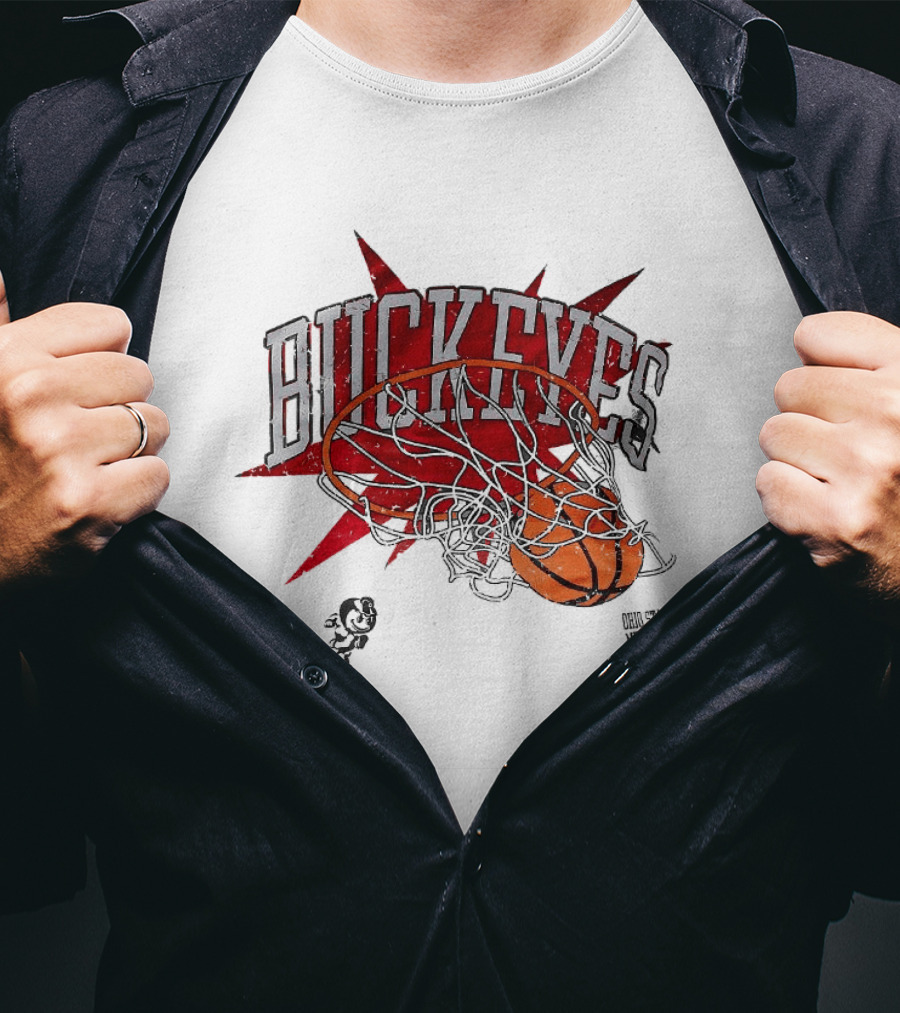 Ohio State Buckeyes Men's Basketball 2026 Dunking Basketball Hoop T-Shirt