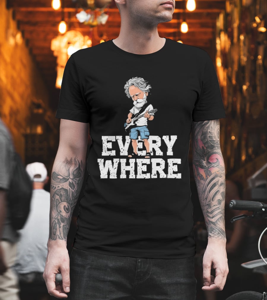 Bob Weir Grateful Dead Everywhere Character With Guitar T-Shirt