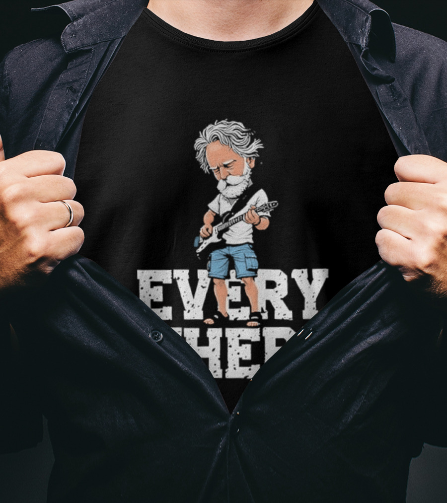 Bob Weir Grateful Dead Everywhere Character With Guitar T-Shirt