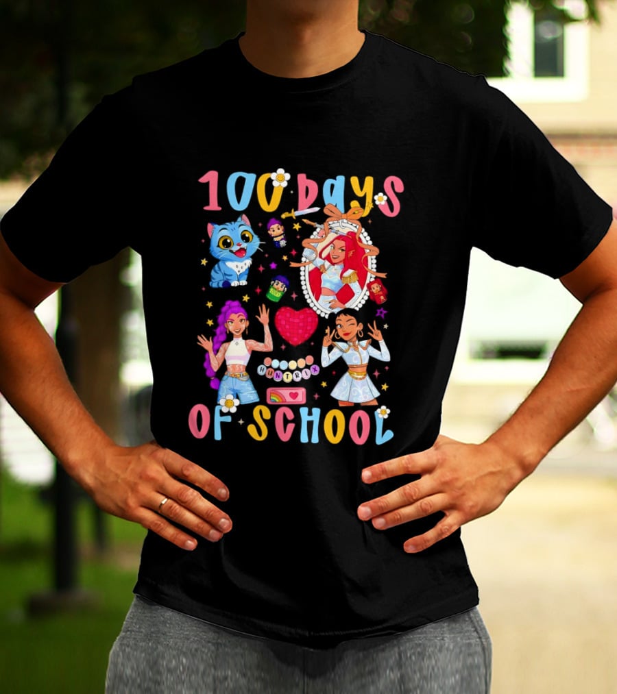 100 Days Of School Colorful Kpop Style Celebration T-Shirt