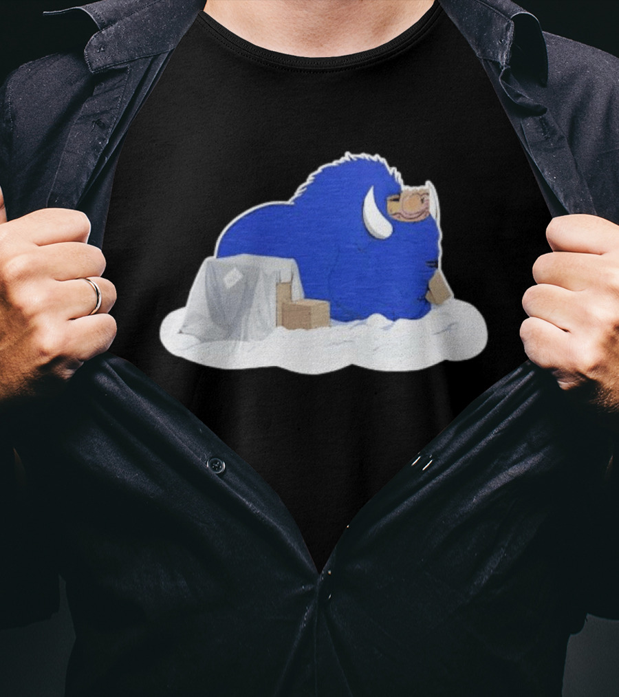 Fredrick The Bison Cozy Blue Fluffy Character By Tom Grossi T-Shirt