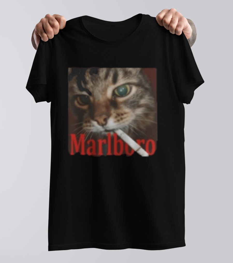Marlboro Cat Smoking Image T-Shirt