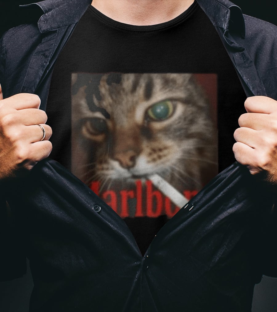 Marlboro Cat Smoking Image T-Shirt