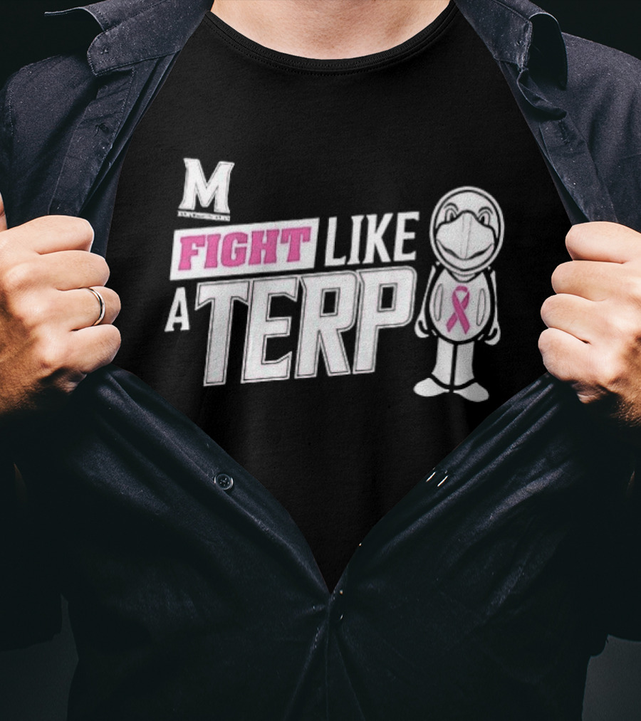 Maryland Terrapins Fight Like A Terp Breast Cancer Awareness Ribbon M T-Shirt