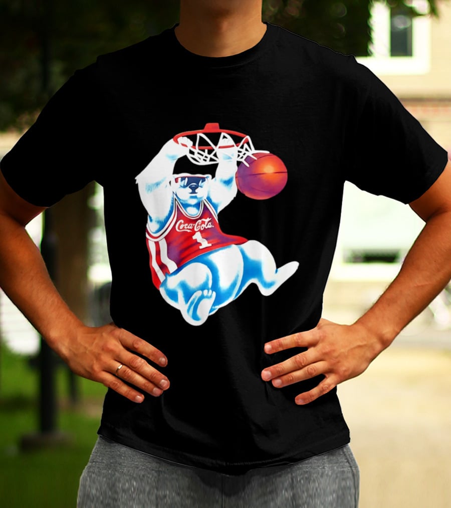Coca Cola Polar Bear Basketball Dunk Red Jersey T-Shirt