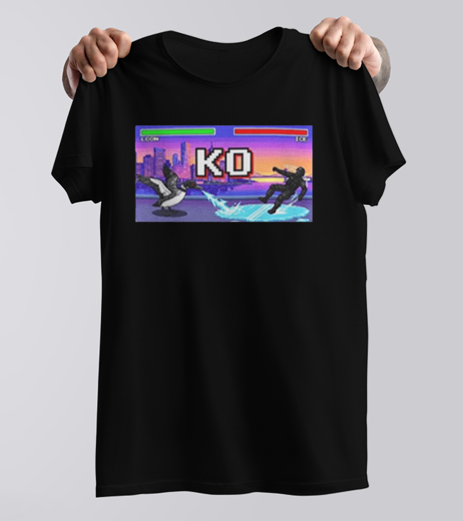 Common Loon Vs ICE KO Minnesota Skyline Anti ICE T-Shirt