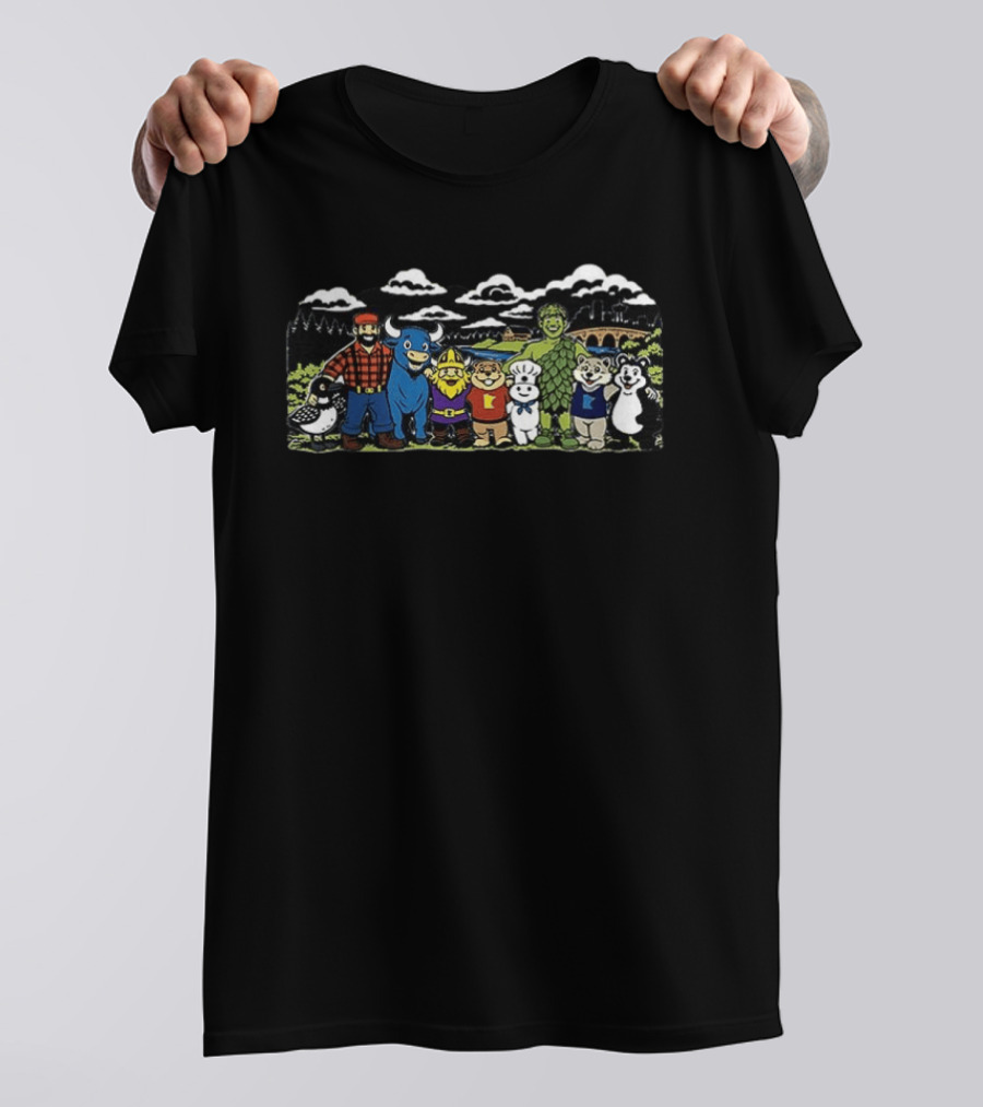 Paul Bunyan And Blue Ox Babe Minnesota Characters With Vikings Gnome T-Shirt
