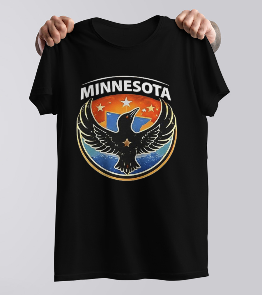 Minnesota Rebel Alliance Star Emblem Black Bird And Starry Shield T-Shirt