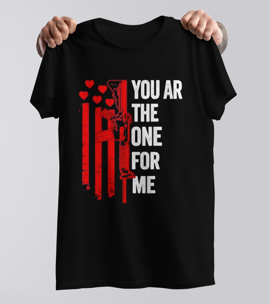 You Ar The One For Me Red Hearts Flag Visual T-Shirt