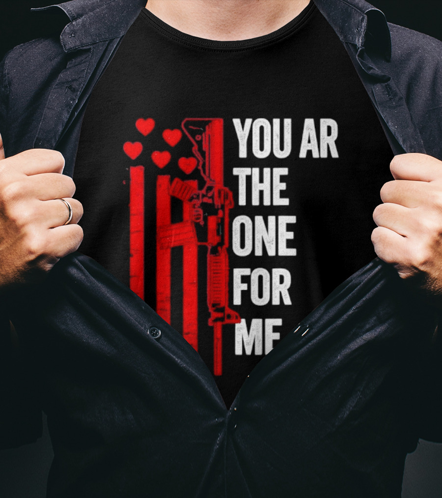 You Ar The One For Me Red Hearts Flag Visual T-Shirt