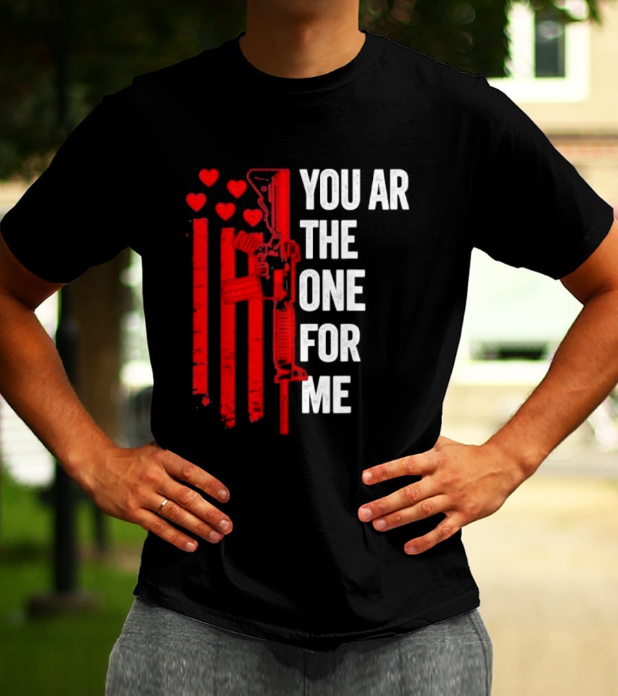 You Ar The One For Me Red Hearts Flag Visual T-Shirt