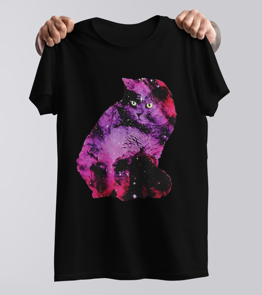 Galaxy Cat Joey Rooney Purple Nebula Cosmic T-Shirt