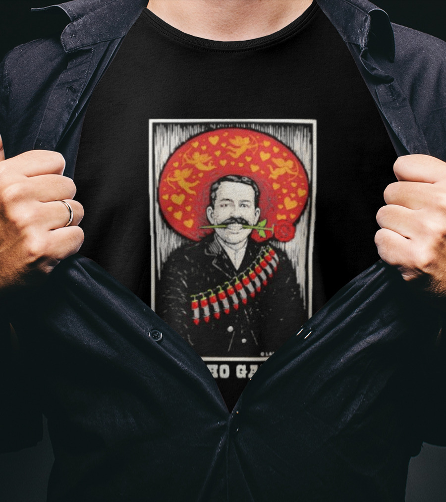 Pancho Gancho Latino Calino Mexican Revolutionary Rose Hat T-Shirt