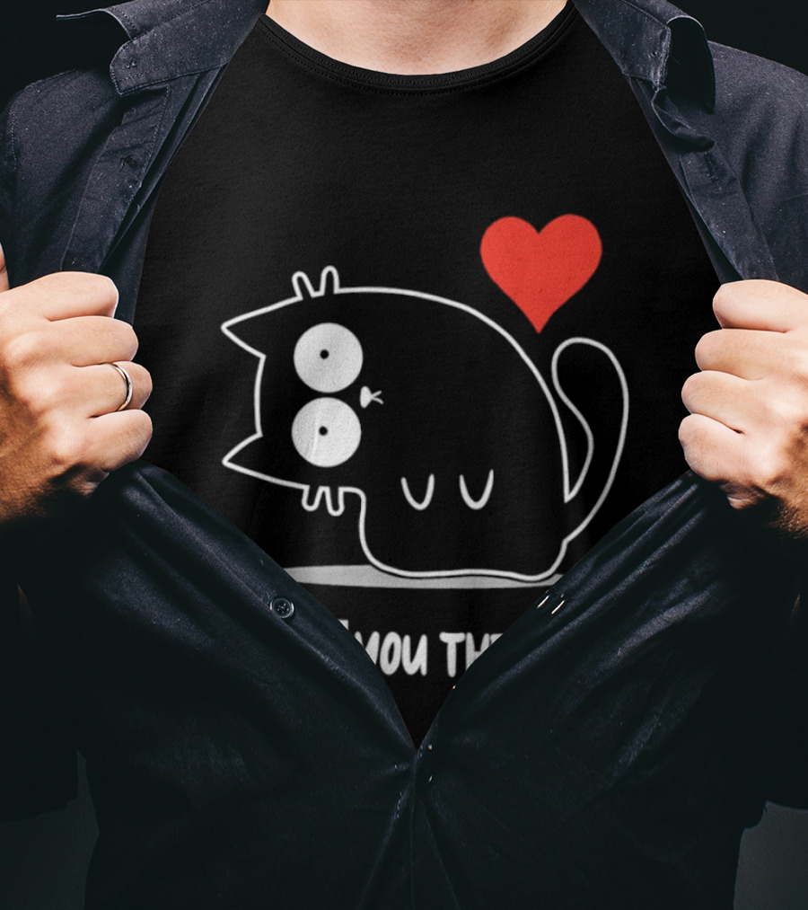 I Hate You The Least Black Cat Cartoon Red Heart Humor T-Shirt