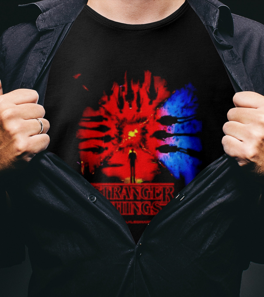 Stranger Things Music From The Netflix Red Blue Monster Burst T-Shirt