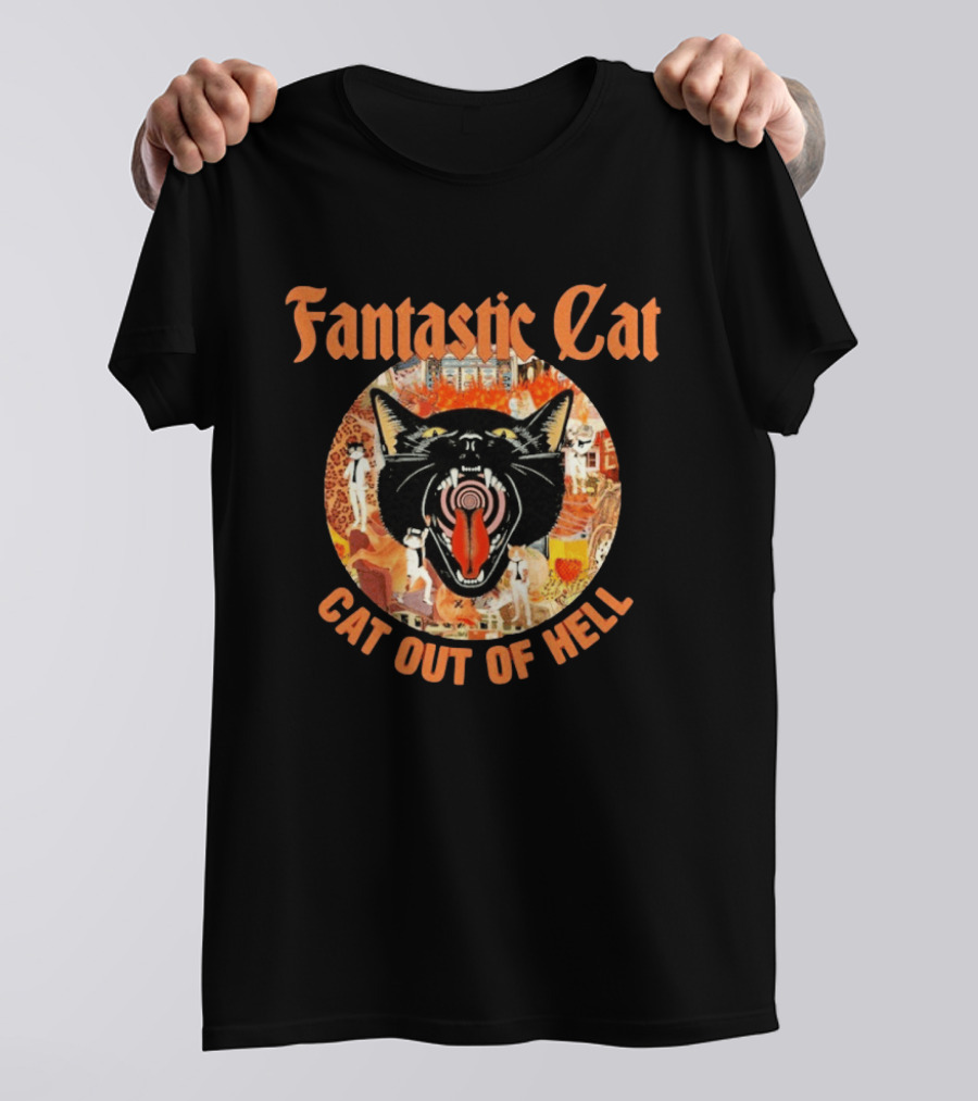 Fantastic Cat Cat Out Of Hell Vintage Rock T-Shirt