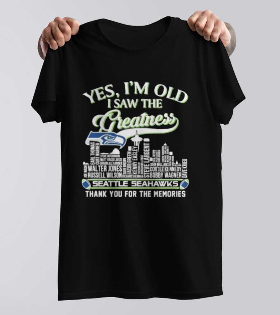 Seattle Seahawks Greatness Skyline Thank You For The Memories T-Shirt
