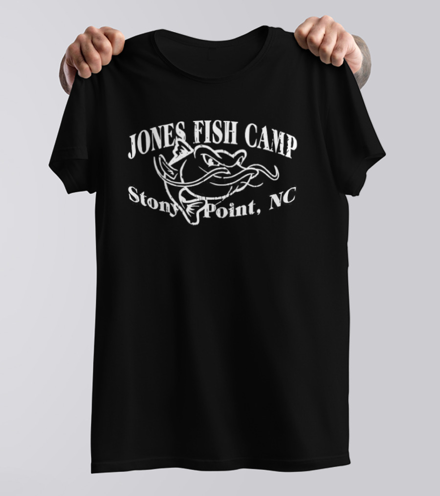 Jones Fish Camp Stony Point NC Fishing Enthusiasts Catfish Drawing T-Shirt