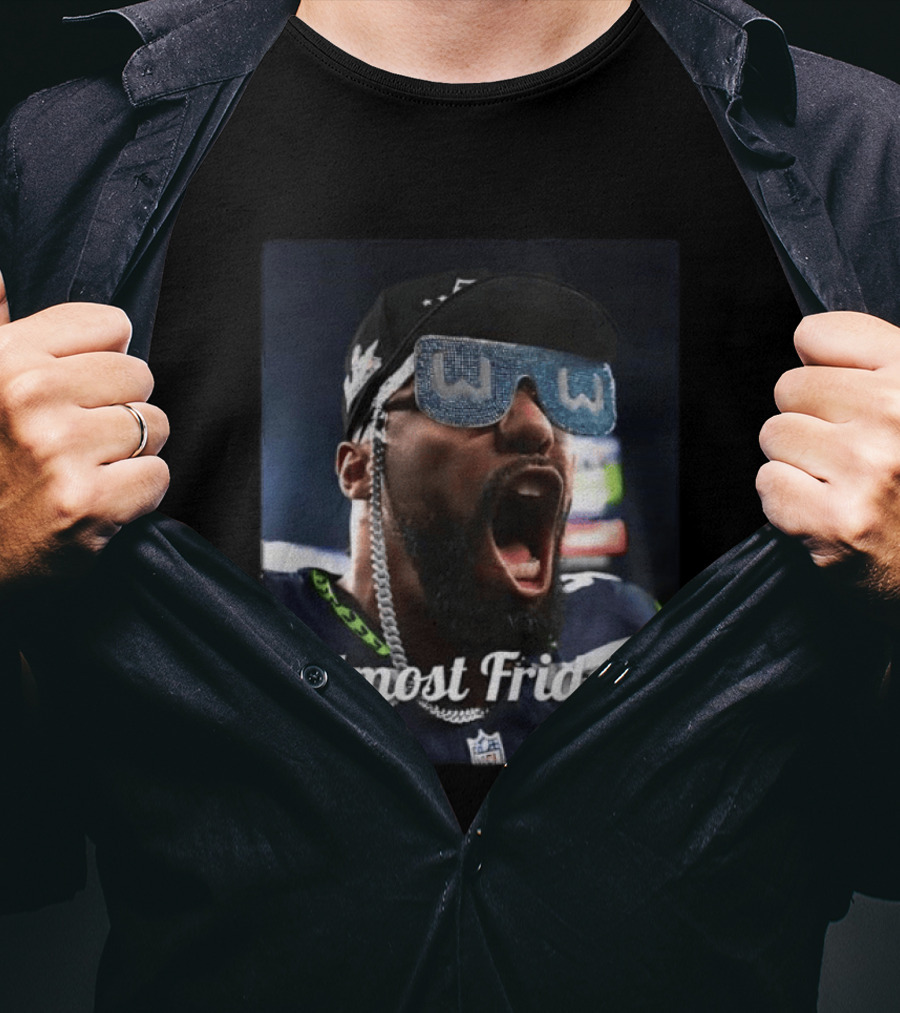 Leonard Williams Glasses Seahawks Almost Friday 50 Yard Line Celebration T-Shirt