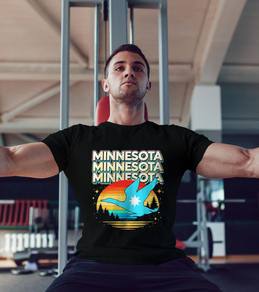 MINNESOTA Resistance 2026 Goose Sunset Forest Scene T-Shirt