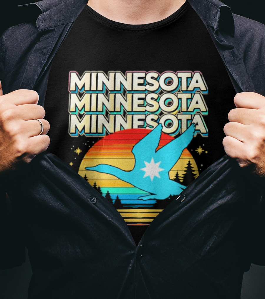 MINNESOTA Resistance 2026 Goose Sunset Forest Scene T-Shirt