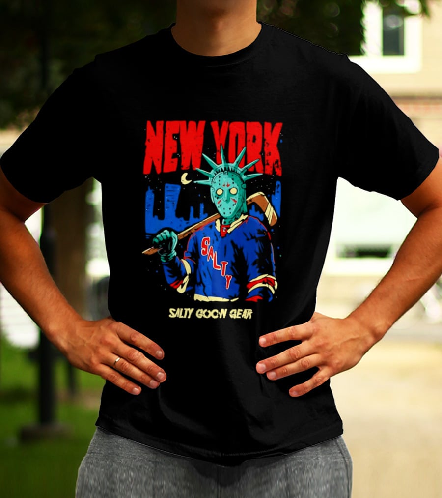 New York Salty Goon Liberty Mask Hockey Player Salty Goon Gear T-Shirt