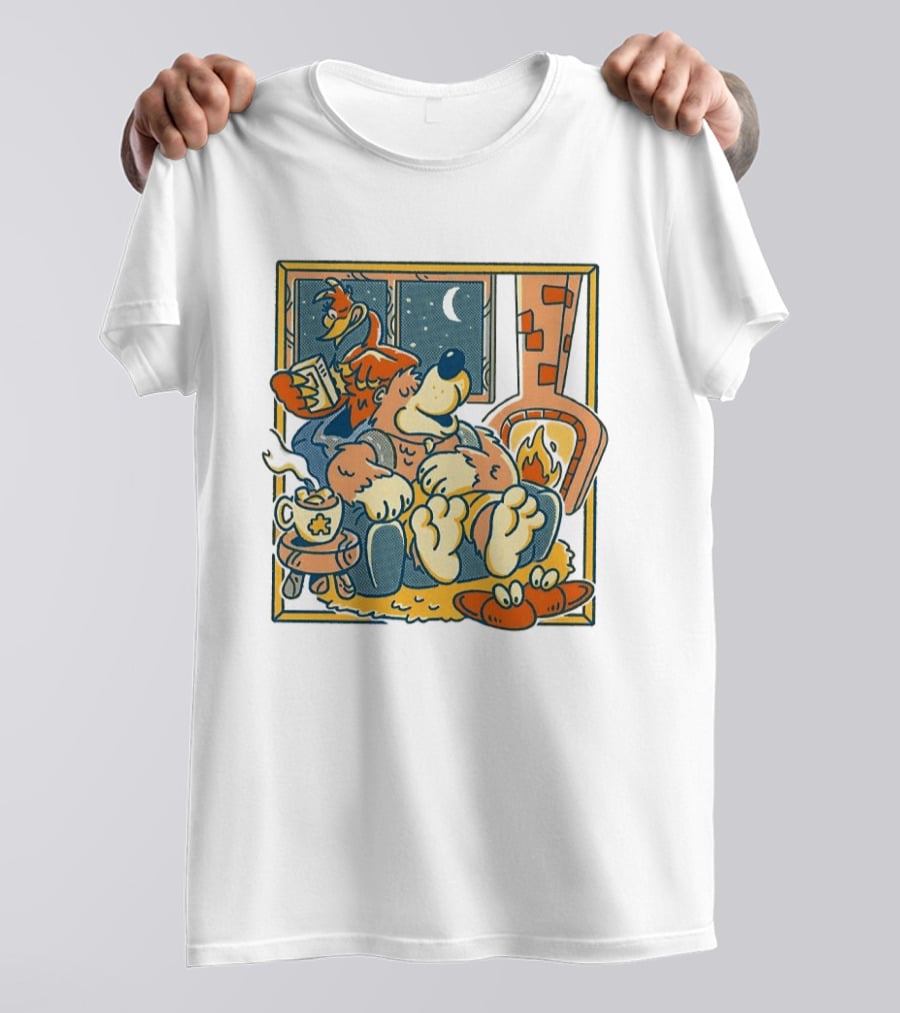 Banjo And Kazooie Cozy Fireplace Retro Gaming Night Moon🌛 T-Shirt