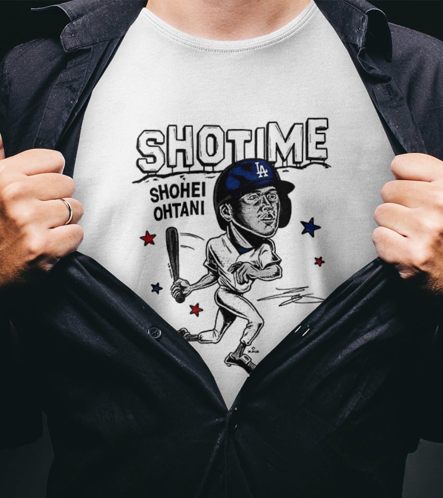 Shohei Ohtani Showtime LA Dodgers Caricature Baseball Star T-Shirt