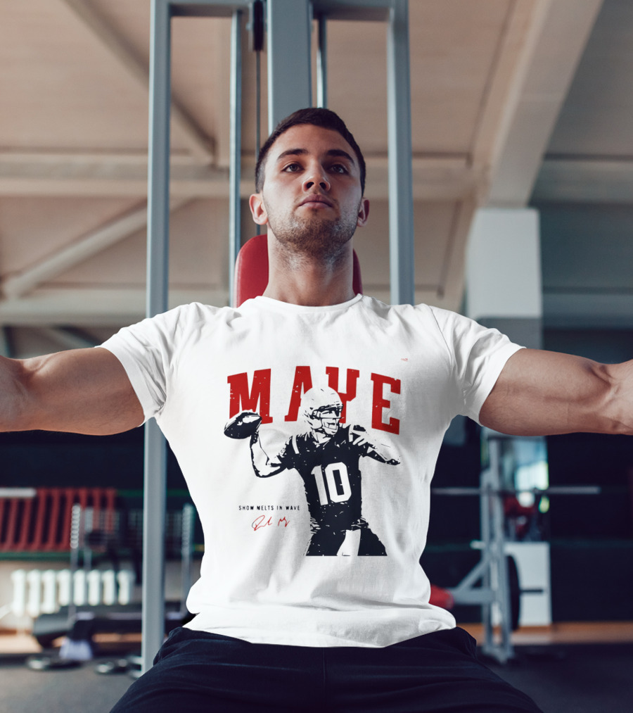 Drake Maye 10 New England Patriots Snow Melts In Wave T-Shirt