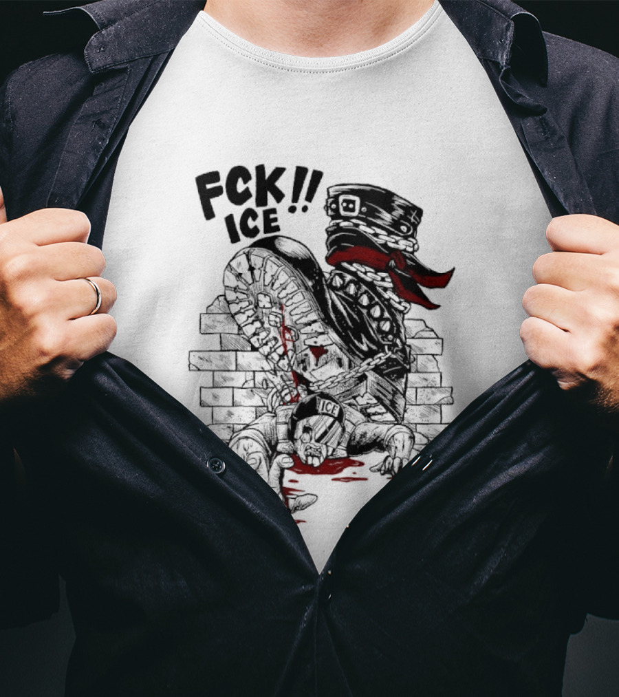 Fck ICE Text With Ice Boot And Bricks T-Shirt