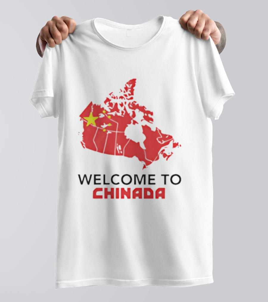 Welcome To Chinada Canada Map Redesign With Bold Text And Yellow Stars T-Shirt