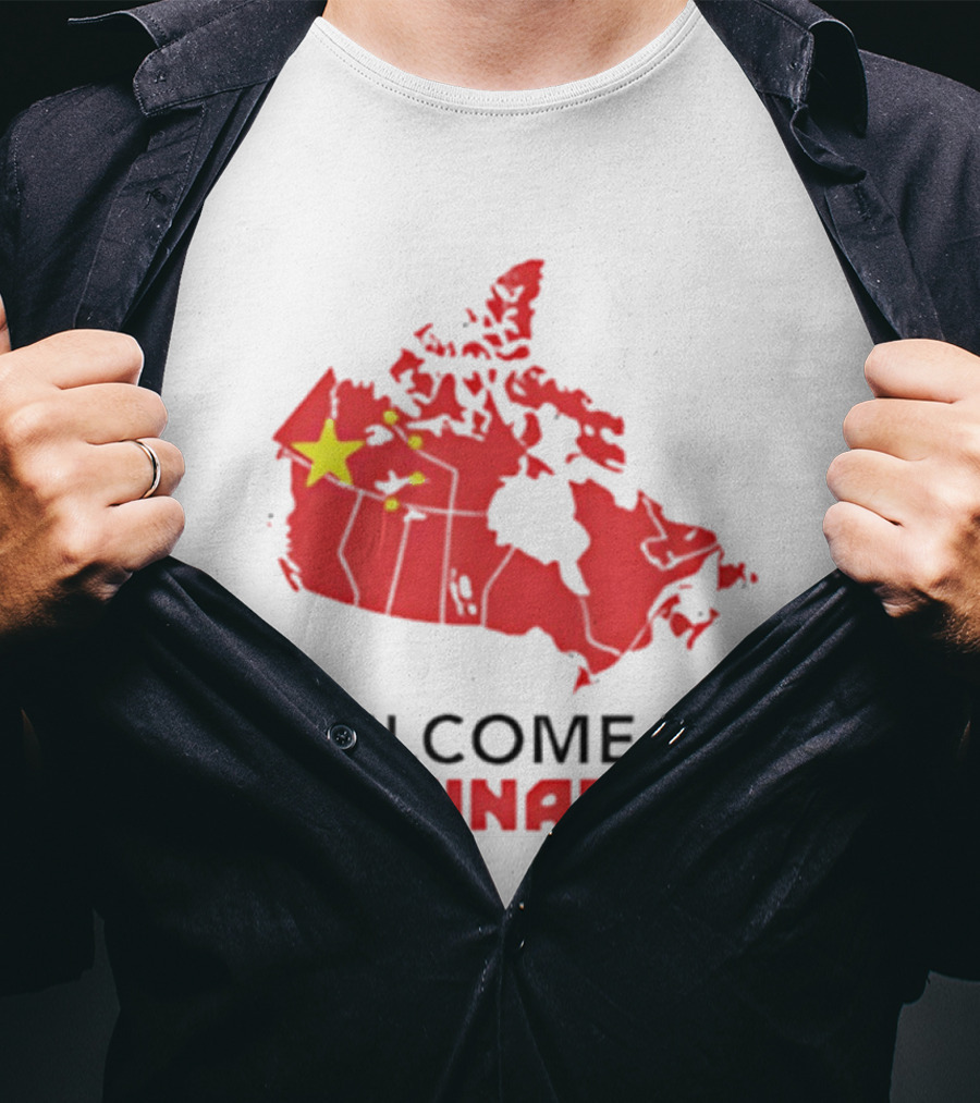 Welcome To Chinada Canada Map Redesign With Bold Text And Yellow Stars T-Shirt