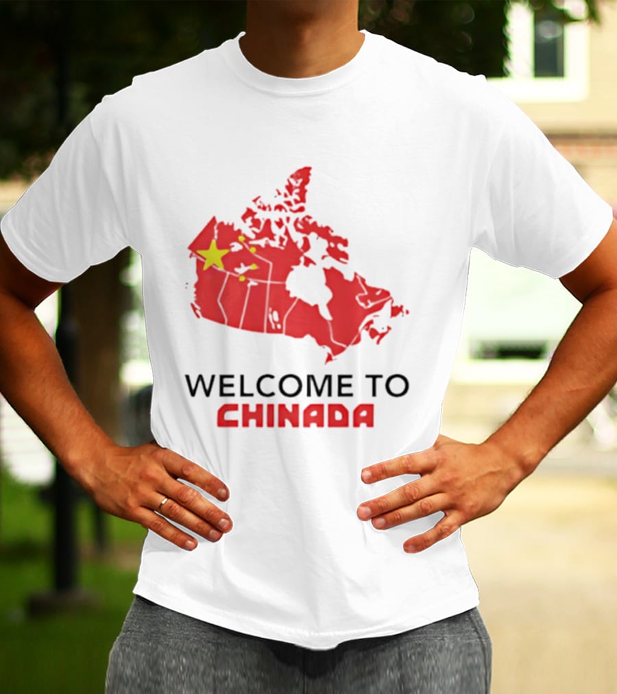 Welcome To Chinada Canada Map Redesign With Bold Text And Yellow Stars T-Shirt