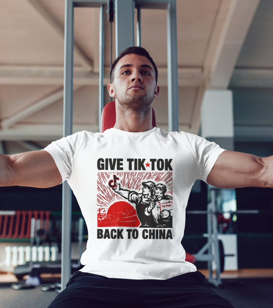 Give TikTok Back To China Red Sunburst Worker T-Shirt