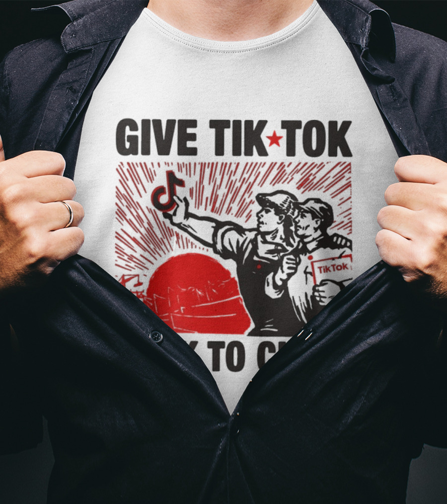 Give TikTok Back To China Red Sunburst Worker T-Shirt