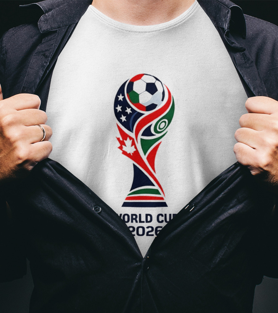 World Cup 2026 Trophy With Soccer Ball And Maple Leaf T-Shirt
