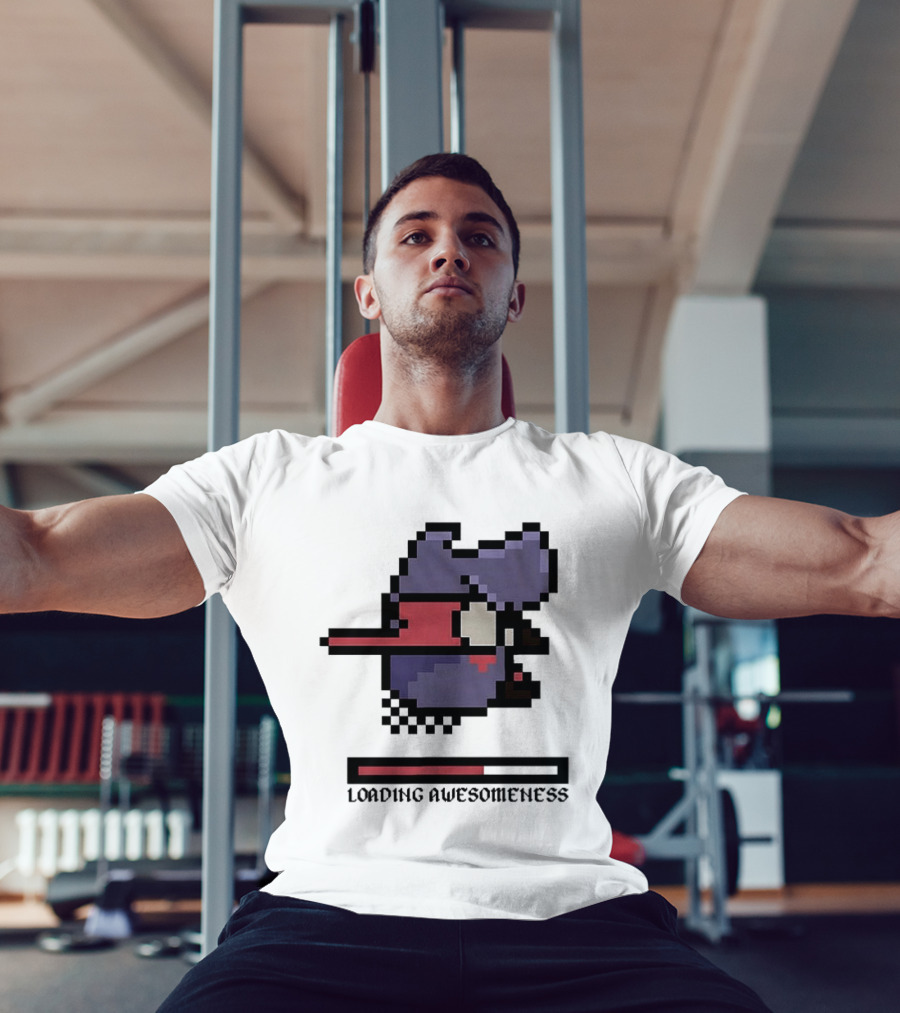 Loading Awesomeness Retro Pixel Character With Progress Bar T-Shirt