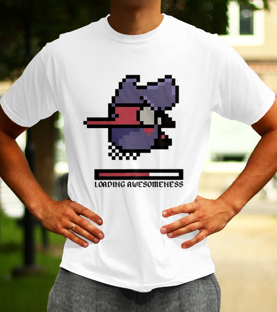 Loading Awesomeness Retro Pixel Character With Progress Bar T-Shirt