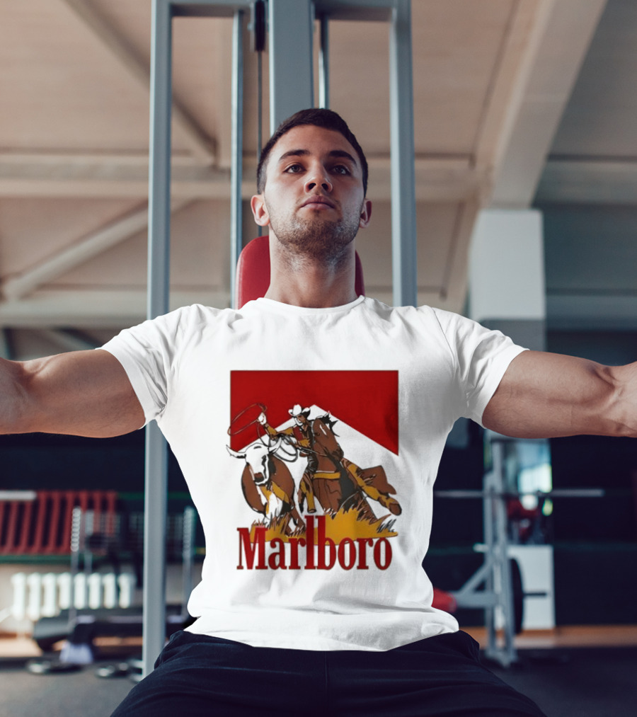 Marlboro Cowboy With Lasso Riding Horse Rugged Outdoors Adventure T-Shirt