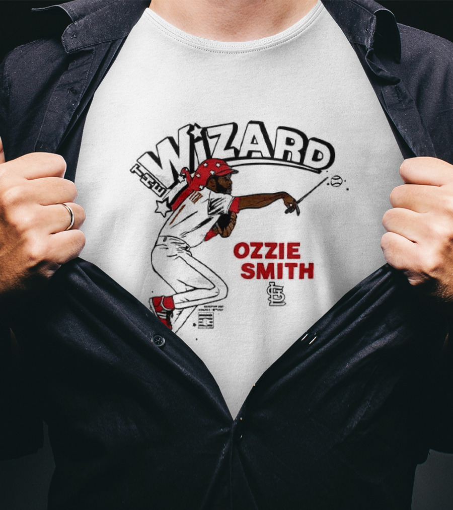 Ozzie Smith Wizard Cardinals Baseball Caricature T-Shirt