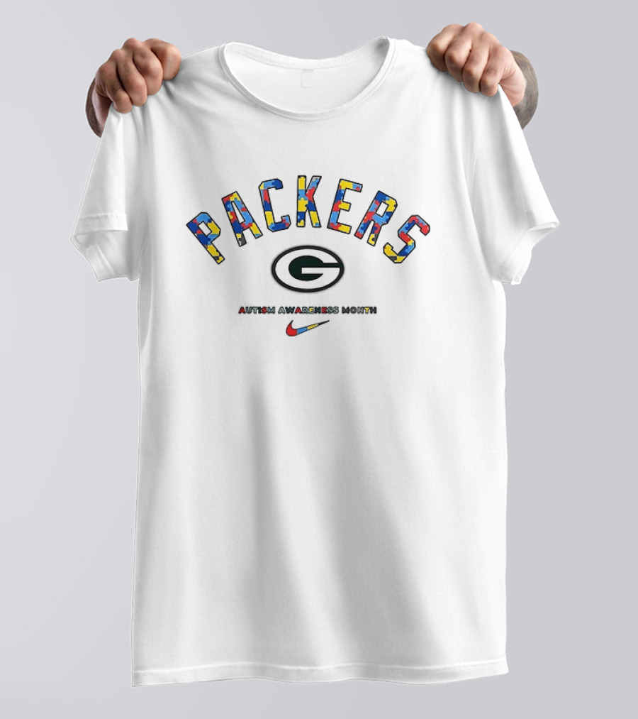 Packers Autism Awareness Month Nike Collaboration Puzzle T-Shirt
