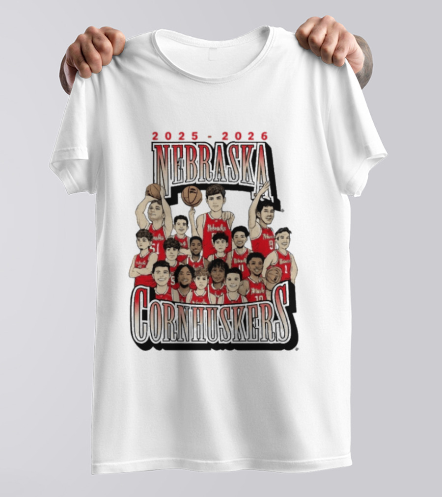 2025 2026 Nebraska Cornhuskers Men's Basketball Team T-Shirt