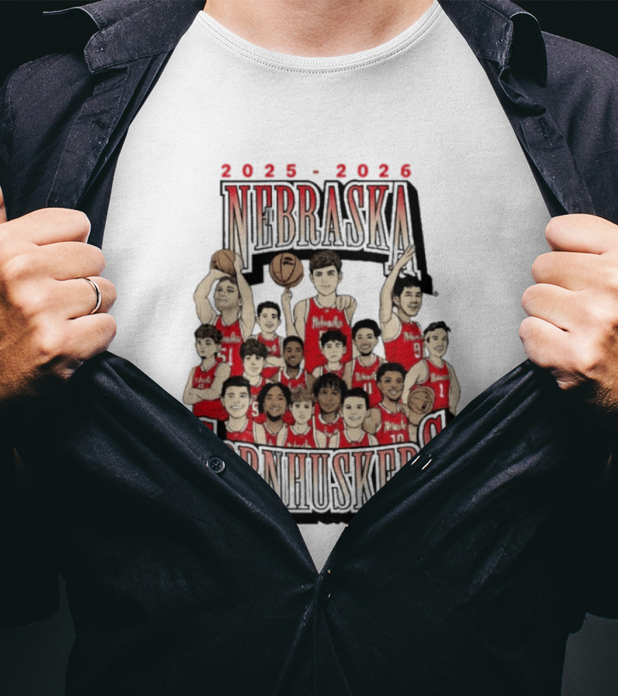 2025 2026 Nebraska Cornhuskers Men's Basketball Team T-Shirt