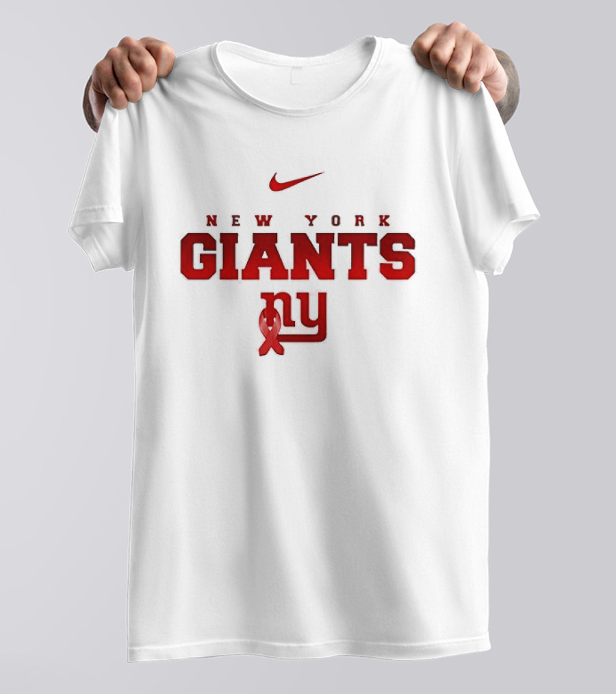 New York Giants Red February American Heart Month Nike Collaboration T-Shirt