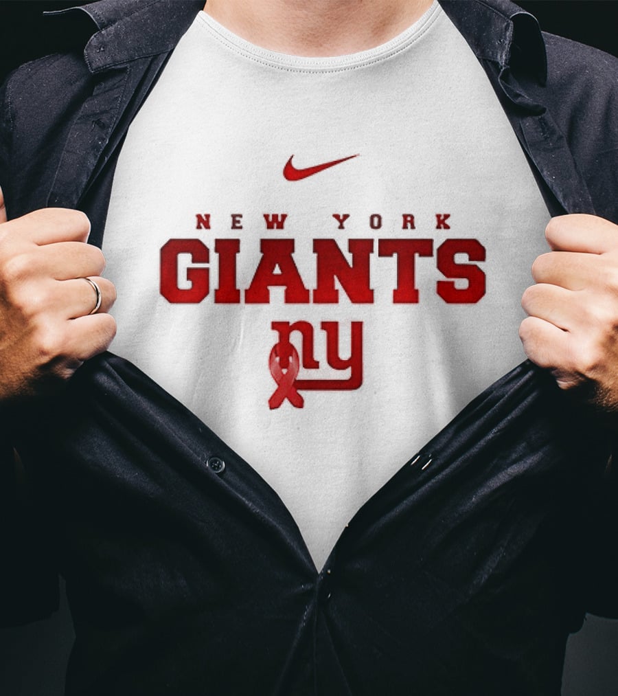 New York Giants Red February American Heart Month Nike Collaboration T-Shirt