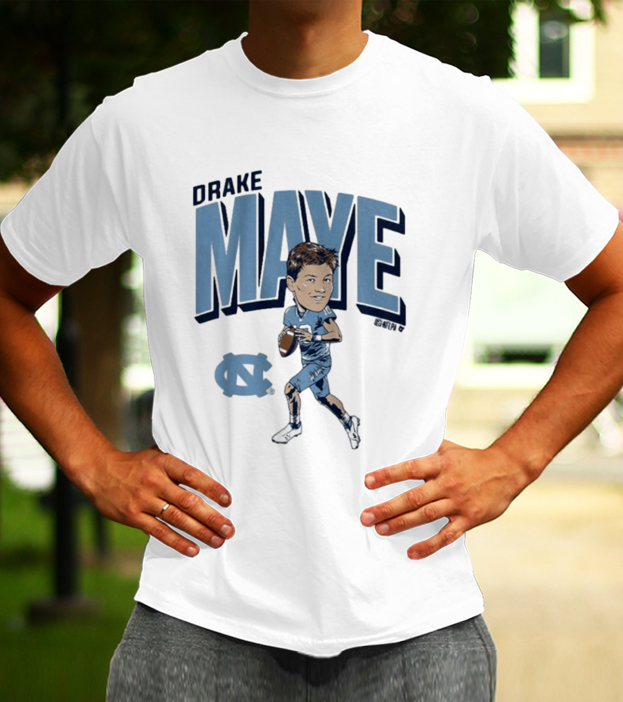 North Carolina Tar Heels Drake Maye Caricature Football Player T-Shirt
