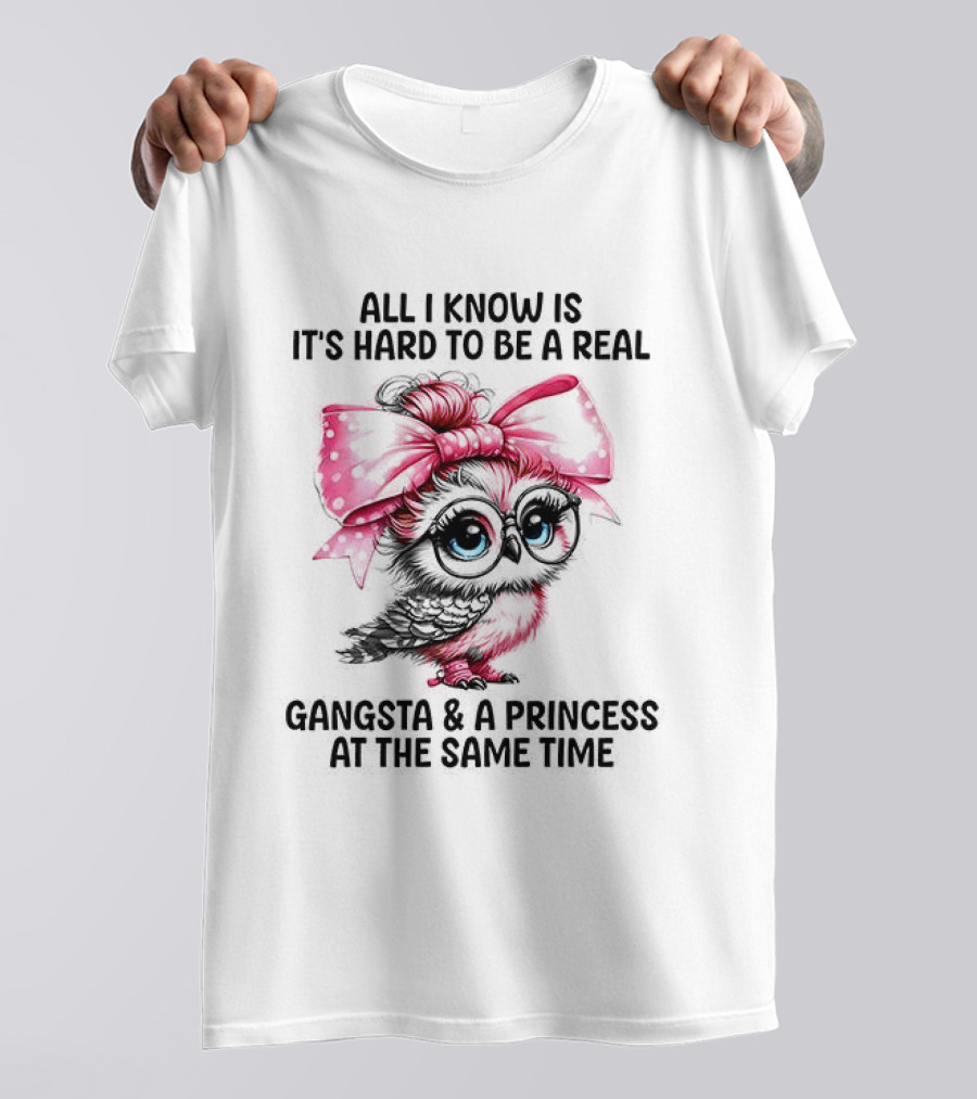 All I Know Is It's Hard To Be A Real Gangsta And A Princess Owl T-Shirt