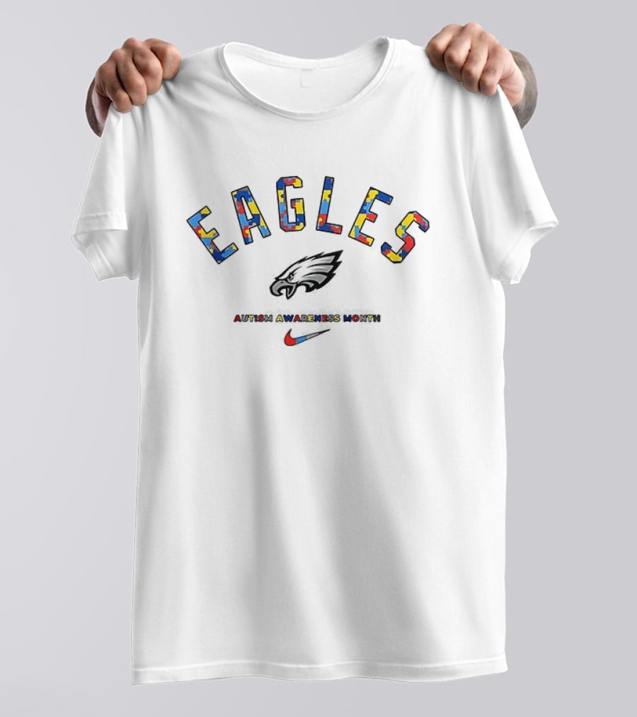 Philadelphia Eagles Autism Awareness Month Eagles Logo Puzzle تصميم T-Shirt