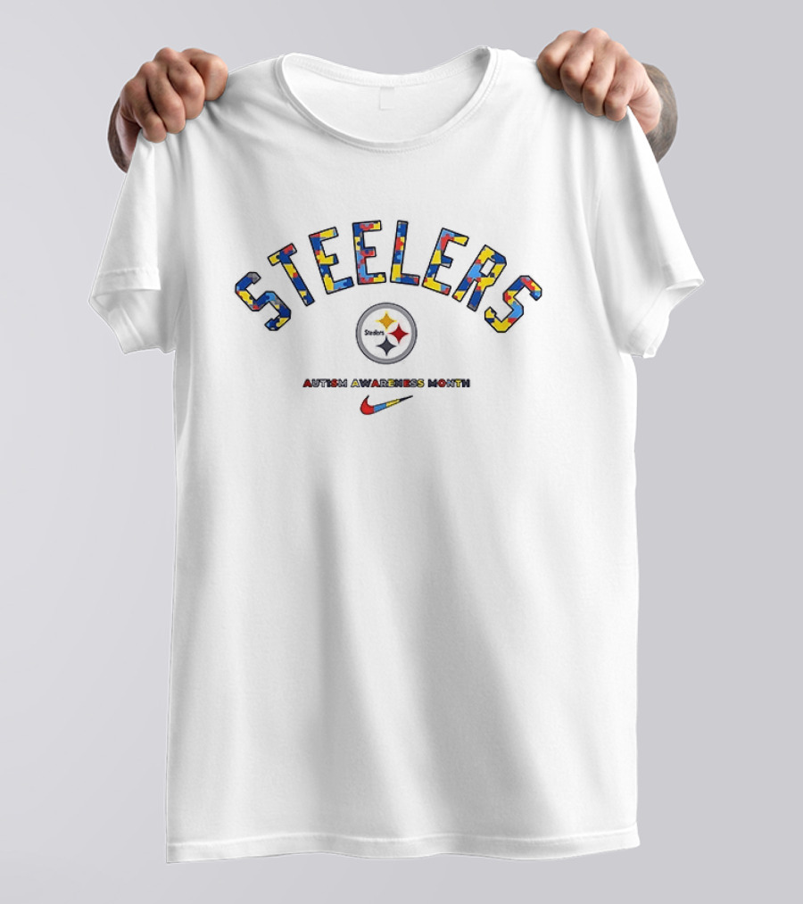 Pittsburgh Steelers Autism Awareness Month Puzzle T-Shirt