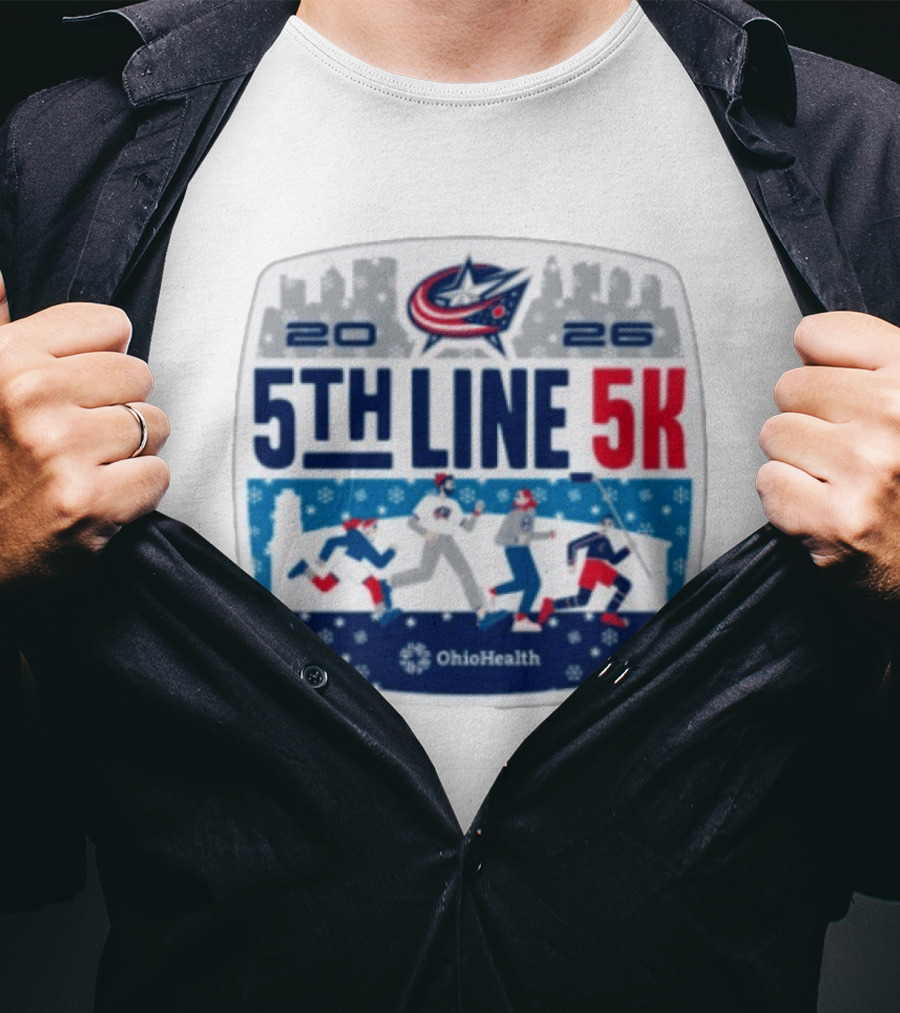 Columbus Blue Jackets 2026 5th Line 5K OhioHealth Event T-Shirt